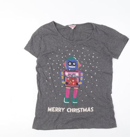 Womens UK Size XS Cath Kidston Grey Basic T-Shirt