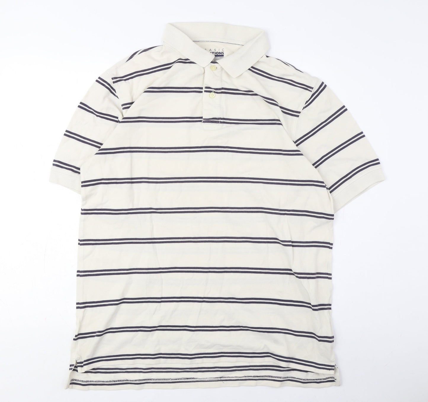 Basic Editions Men's Beige Striped Polo M