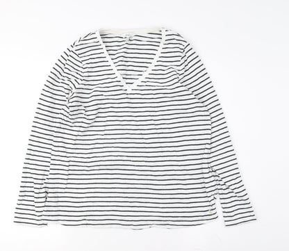 Palua Women's White Striped Long Sleeve T-Shirt Size M