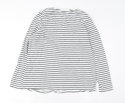 Palua Women's White Striped Long Sleeve T-Shirt Size M