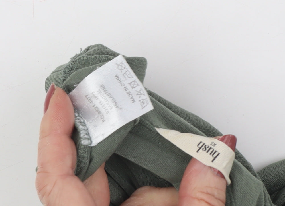 Hush Women’s Green Long Sleeve V-Neck T-Shirt, XS