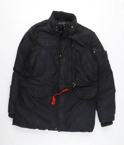 Mens UK Size S Red Bridge Black Parka Coat