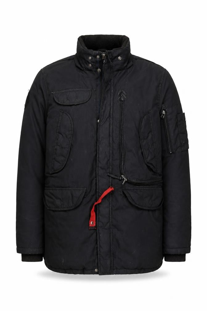 Mens UK Size S Red Bridge Black Parka Coat