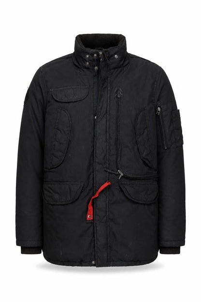 Mens UK Size S Red Bridge Black Parka Coat