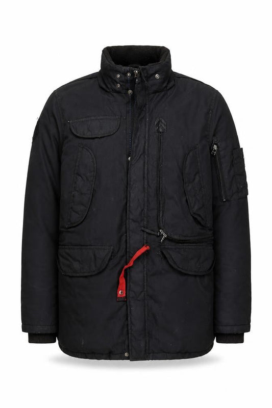 Mens UK Size S Red Bridge Black Parka Coat