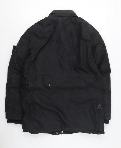 Mens UK Size S Red Bridge Black Parka Coat