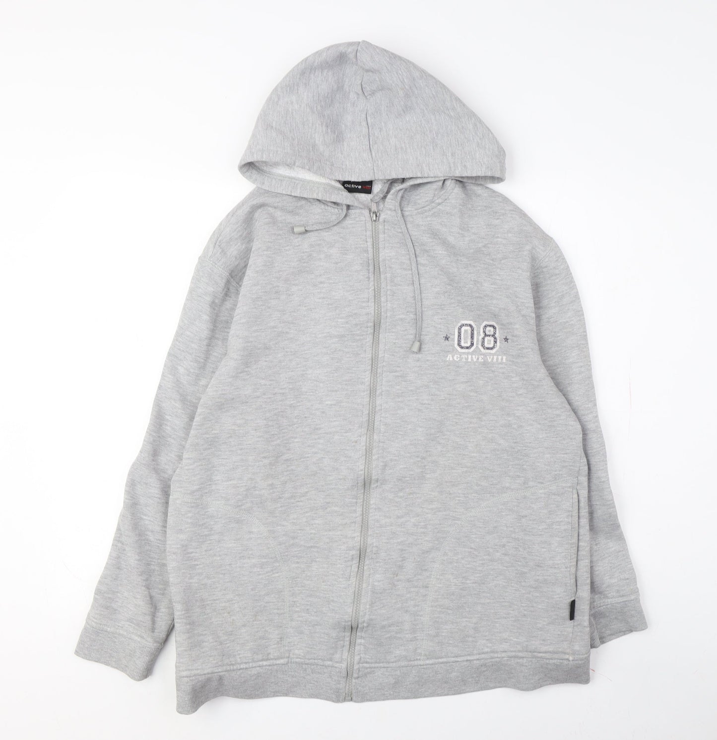 Active VIII Grey Full Zip Hoodie Unisex Size 16