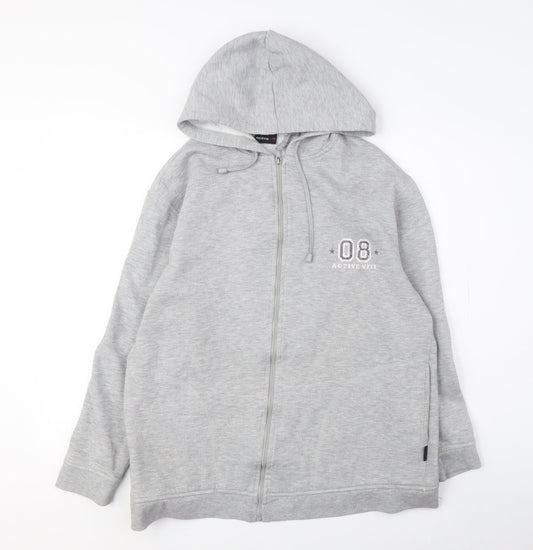 Additional front view of Active VIII Grey Full Zip Hoodie unisex, size 16