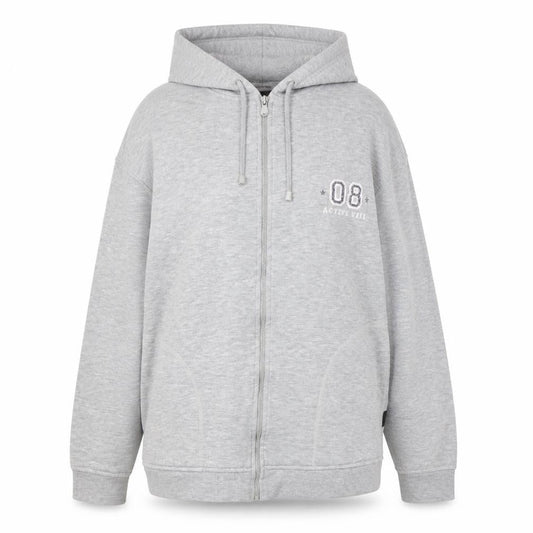 Front view of Active VIII Grey Full Zip Hoodie unisex, size 16