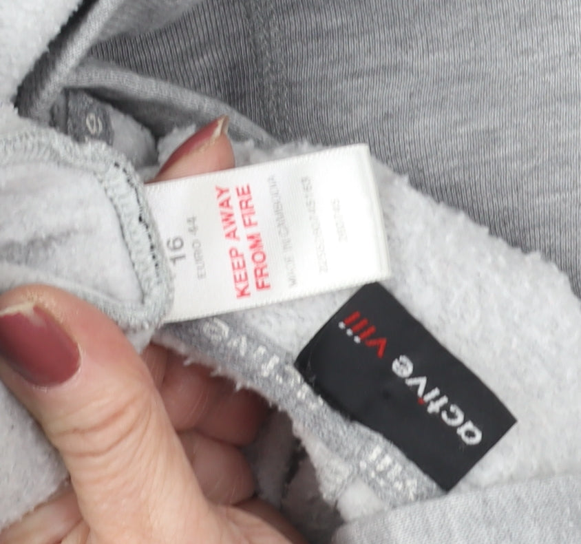 Active VIII Grey Full Zip Hoodie Unisex Size 16