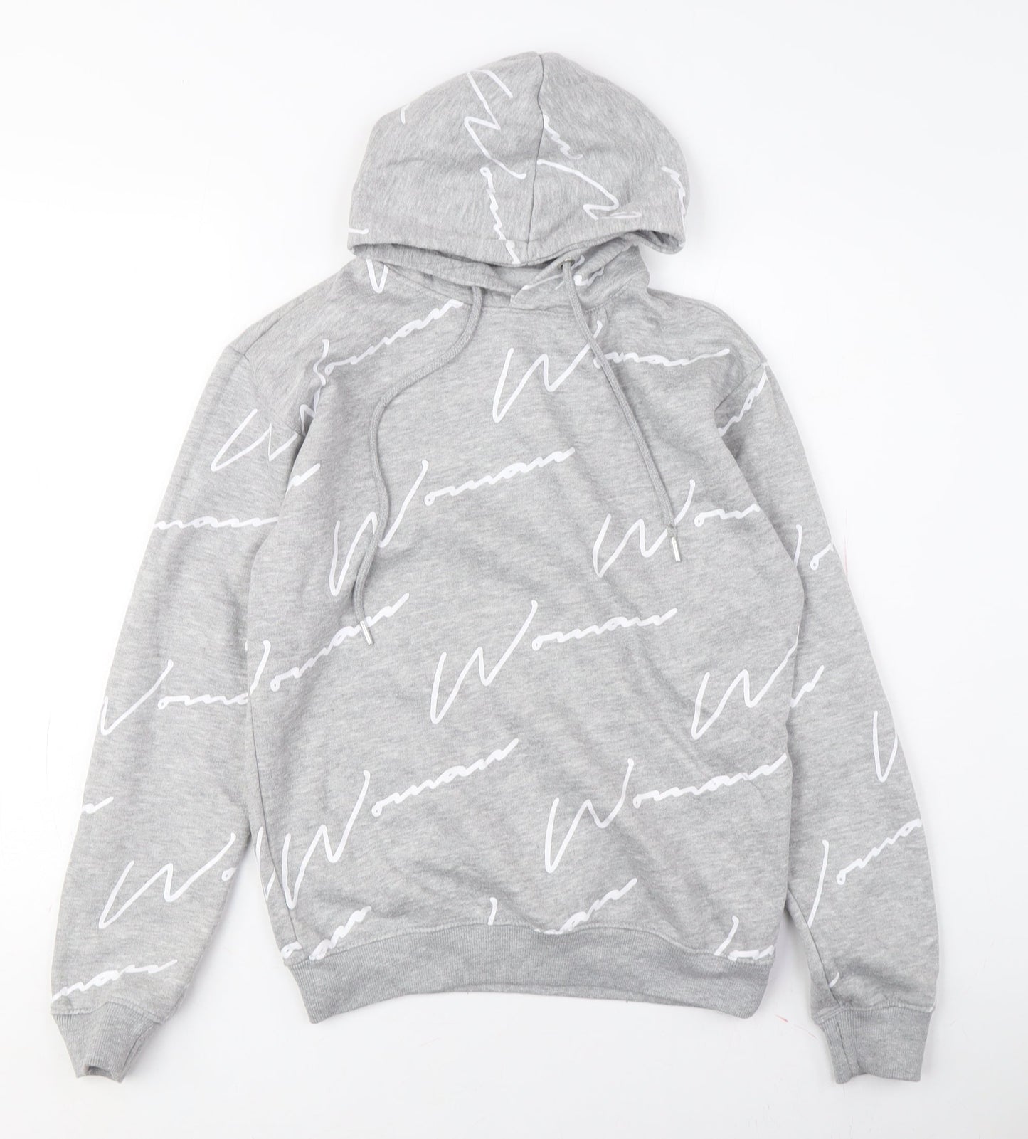 Boohoo Women's Grey Hoodie UK 6 Casual Graphic Print