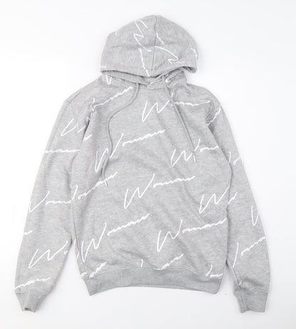 Boohoo Women's Grey Hoodie UK 6 Casual Graphic Print