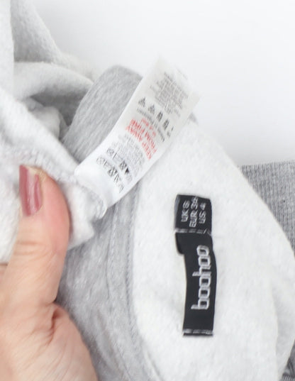 Boohoo Women's Grey Hoodie UK 6 Casual Graphic Print