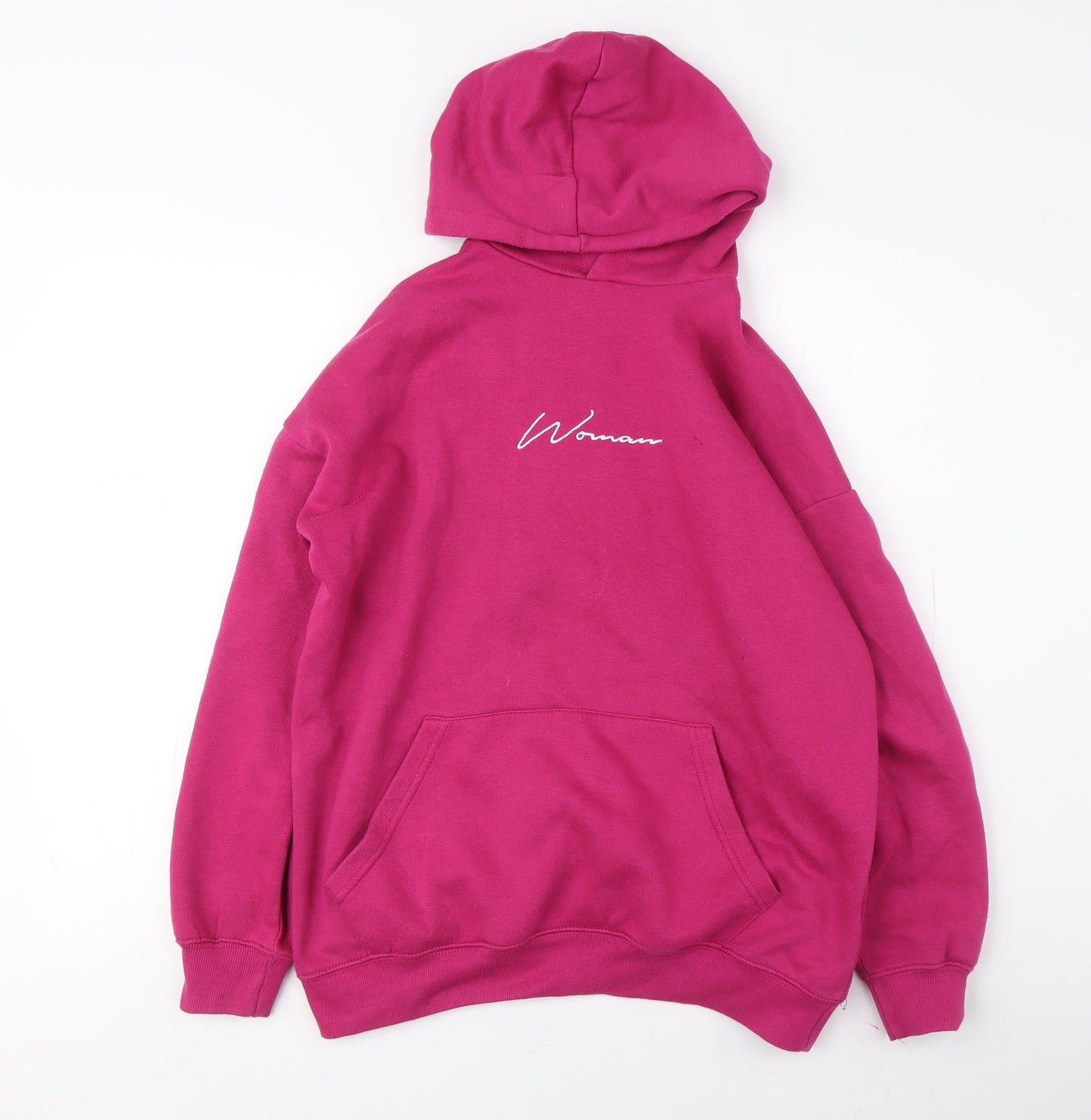 Boohoo Women's Pink Pullover Hoodie, XS, Logo Accent