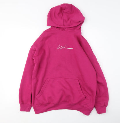 Boohoo Women's Pink Pullover Hoodie, XS, Logo Accent