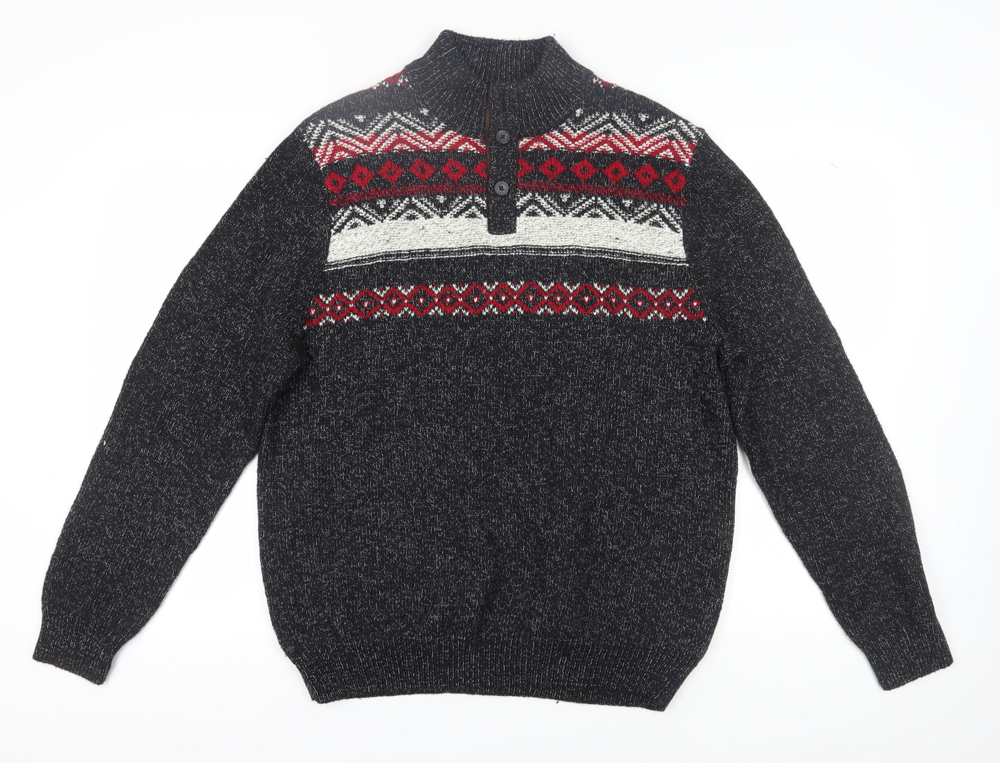 Chaps Men's Black XL Fair Isle Pullover Jumper