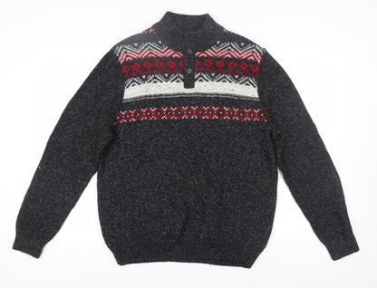 Chaps Men's Black XL Fair Isle Pullover Jumper