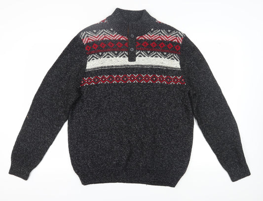 Chaps Men's Black XL Fair Isle Pullover Jumper