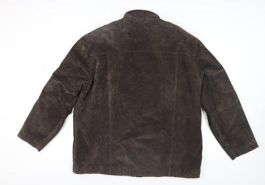 George Men's Brown Leather 2XL Full Zip Jacket
