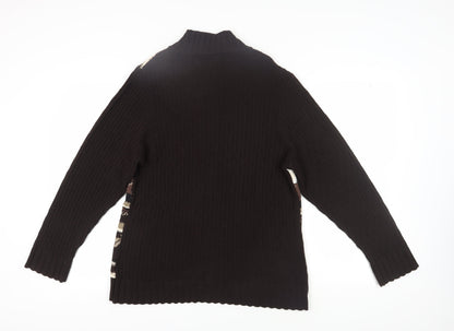 Parkhurst Women's Brown Animal Print Full Zip Jumper L