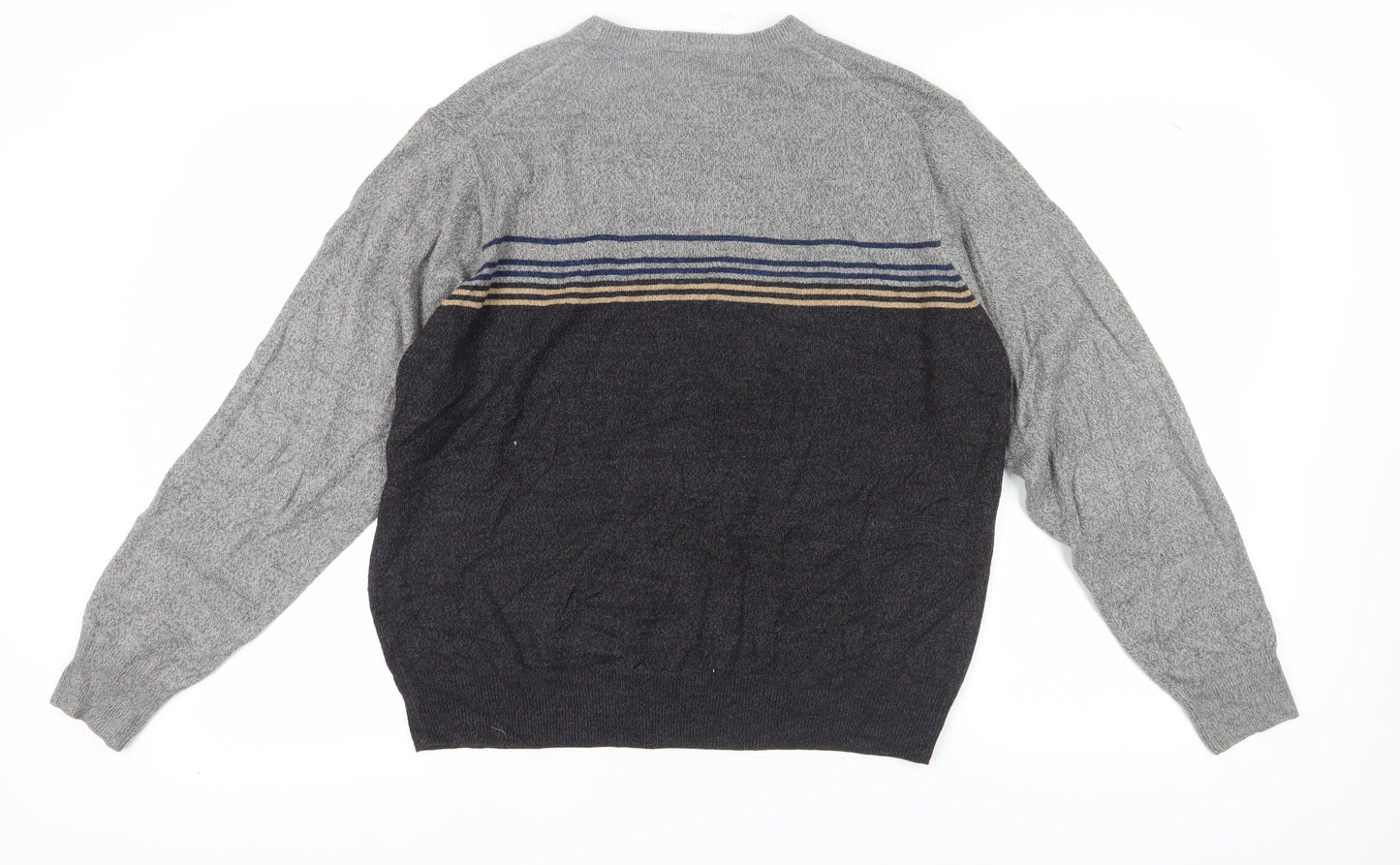 Dockers Men's Grey Striped Pullover Jumper, Size L, Casual Wear