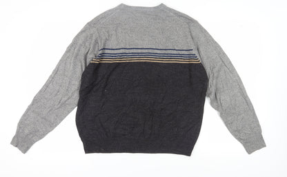 Dockers Men's Grey Striped Pullover Jumper, Size L, Casual Wear