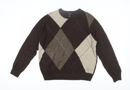 Dockers Men's Brown Argyle Pullover Jumper L