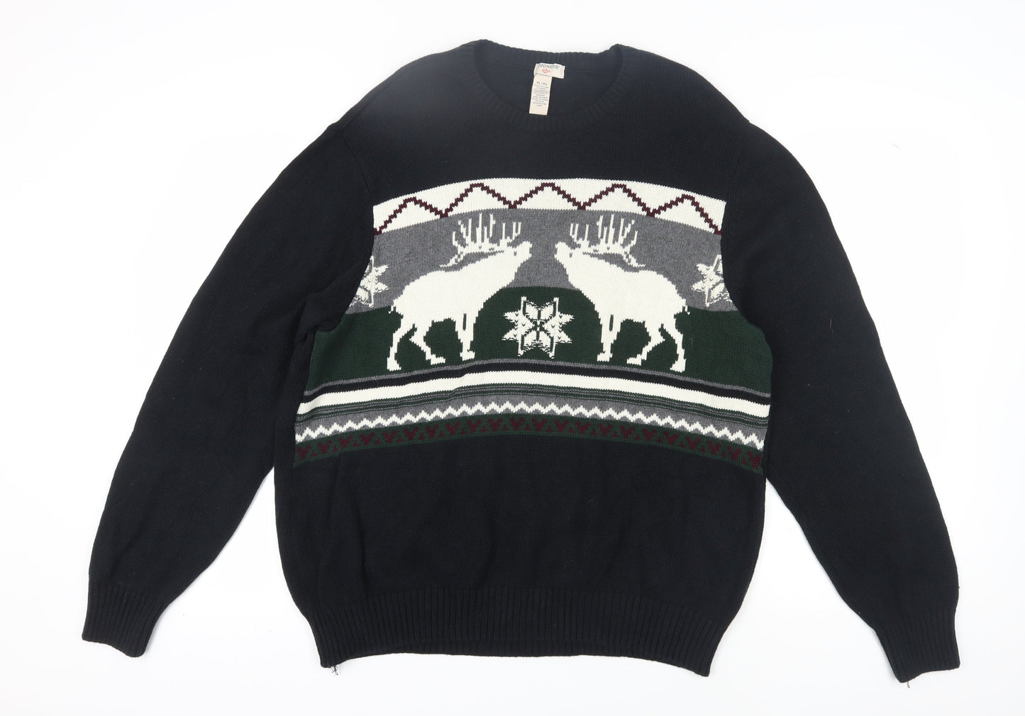 Dockers Men's Black XL Christmas Cotton Pullover Jumper