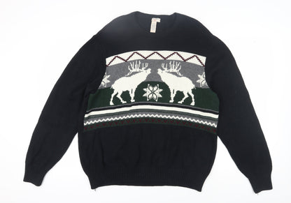 Dockers Men's Black XL Christmas Cotton Pullover Jumper