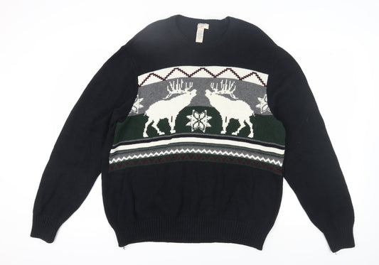 Dockers Men's Black XL Christmas Cotton Pullover Jumper