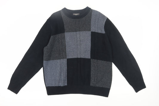 Dockers Men's Black Grey Check Pullover Jumper M