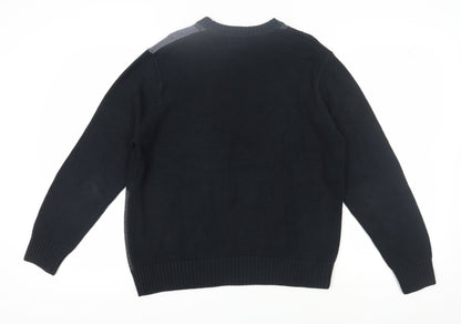 Dockers Men's Black Grey Check Pullover Jumper M