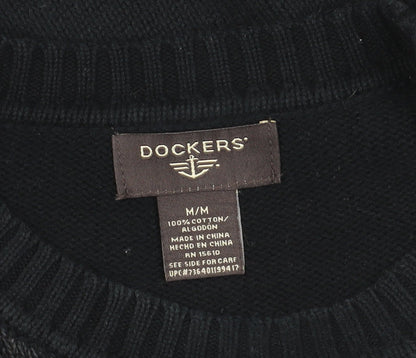 Dockers Men's Black Grey Check Pullover Jumper M