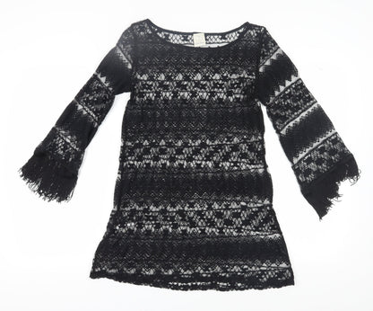 Ella Moss Women's Black Shift Dress S 3/4 Sleeve