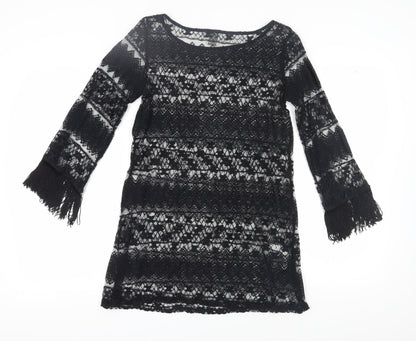 Ella Moss Women's Black Shift Dress S 3/4 Sleeve