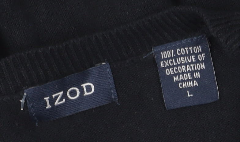 IZOD Men's Black Cotton Pullover Jumper Size L