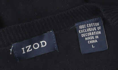 IZOD Men's Black Cotton Pullover Jumper Size L