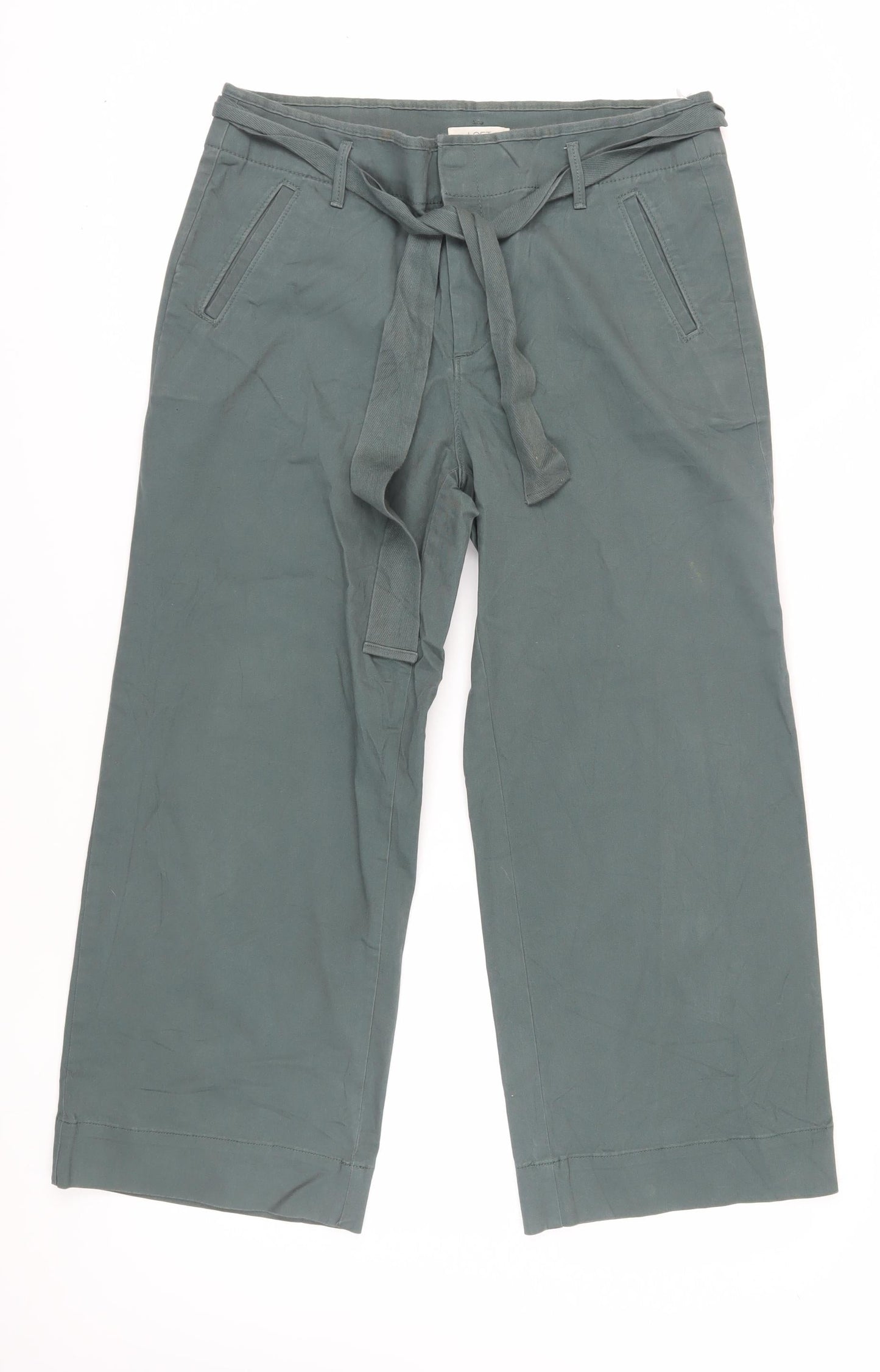 LOFT Women's Green Wide-Leg Trousers Size 14