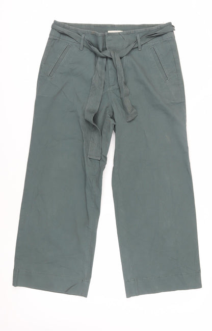 LOFT Women's Green Wide-Leg Trousers Size 14