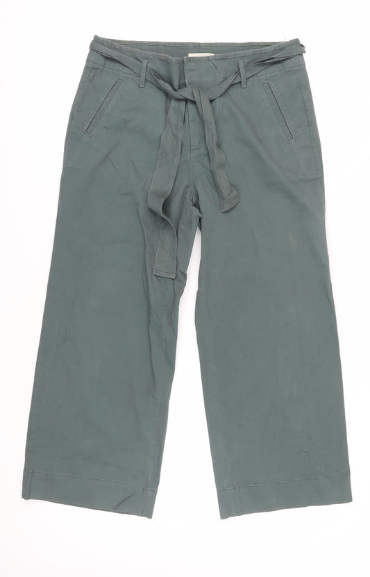 LOFT Women's Green Wide-Leg Trousers Size 14