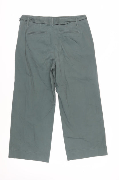 LOFT Women's Green Wide-Leg Trousers Size 14