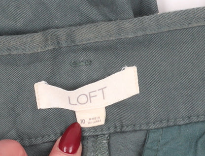 LOFT Women's Green Wide-Leg Trousers Size 14
