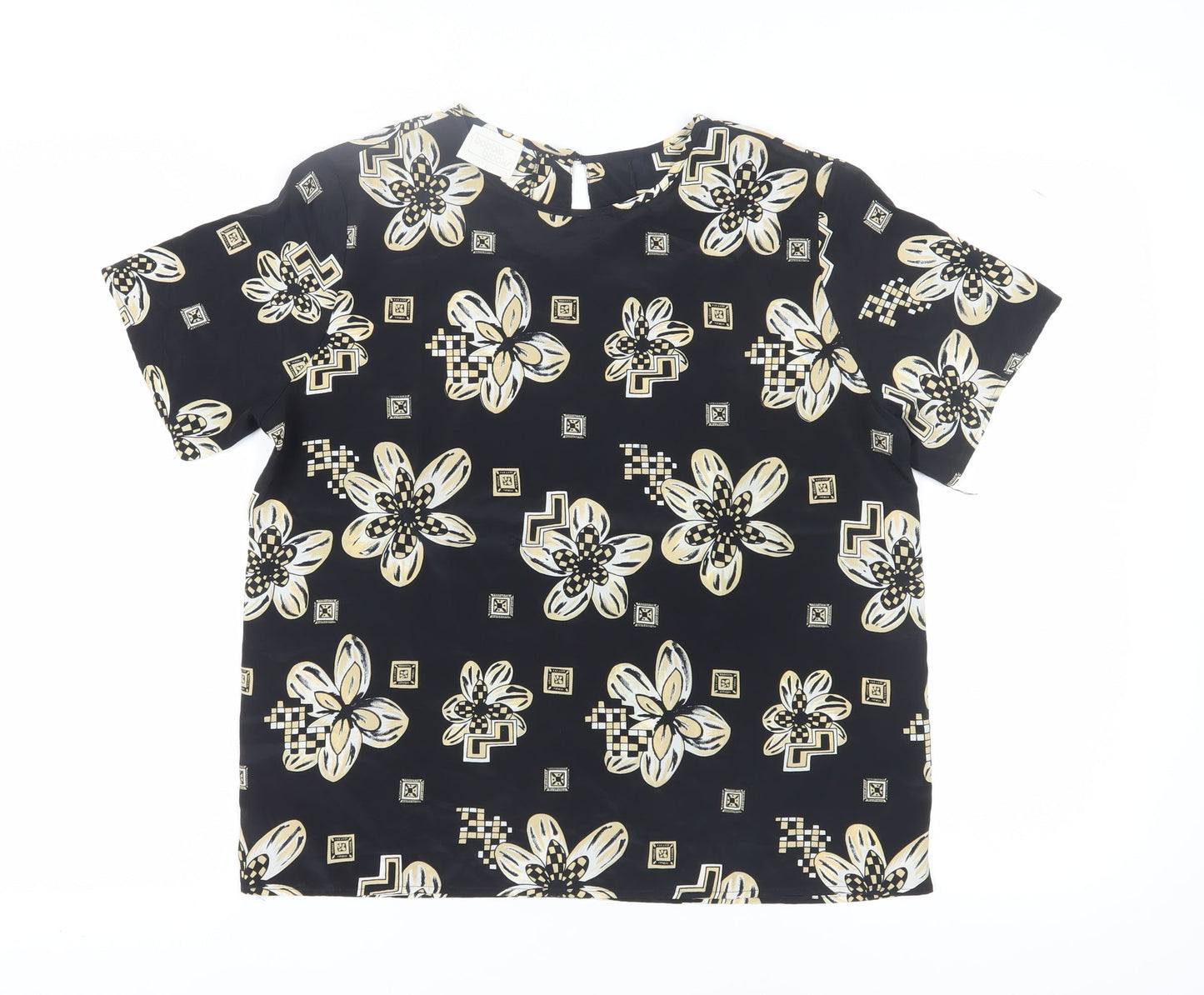 Bobbie Brooks Women's Black Floral Blouse, M, Excellent