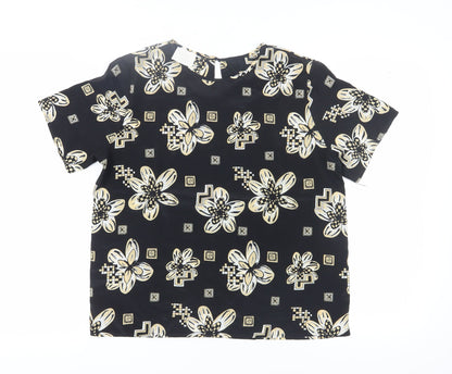 Bobbie Brooks Women's Black Floral Blouse, M, Excellent