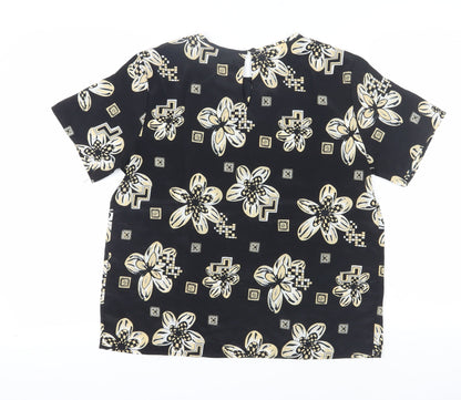 Bobbie Brooks Women's Black Floral Blouse, M, Excellent