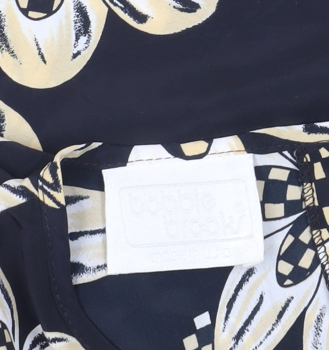 Bobbie Brooks Women's Black Floral Blouse, M, Excellent