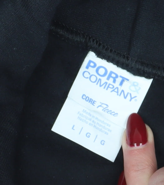 Mens UK Size L Port & Company Black Pullover Hoodie