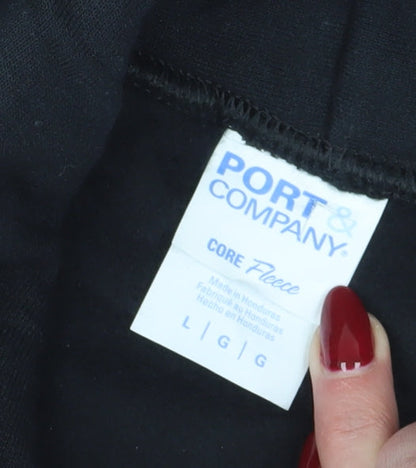Mens UK Size L Port & Company Black Pullover Hoodie