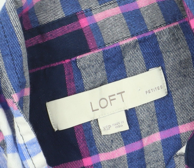 LOFT Women's Plaid Button-Up Shirt, XS, Multicoloured