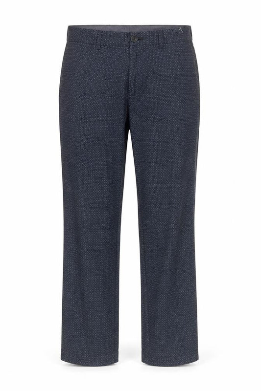 Front view of Club Monaco Blue Geometric Slim Fit Trousers 28/32